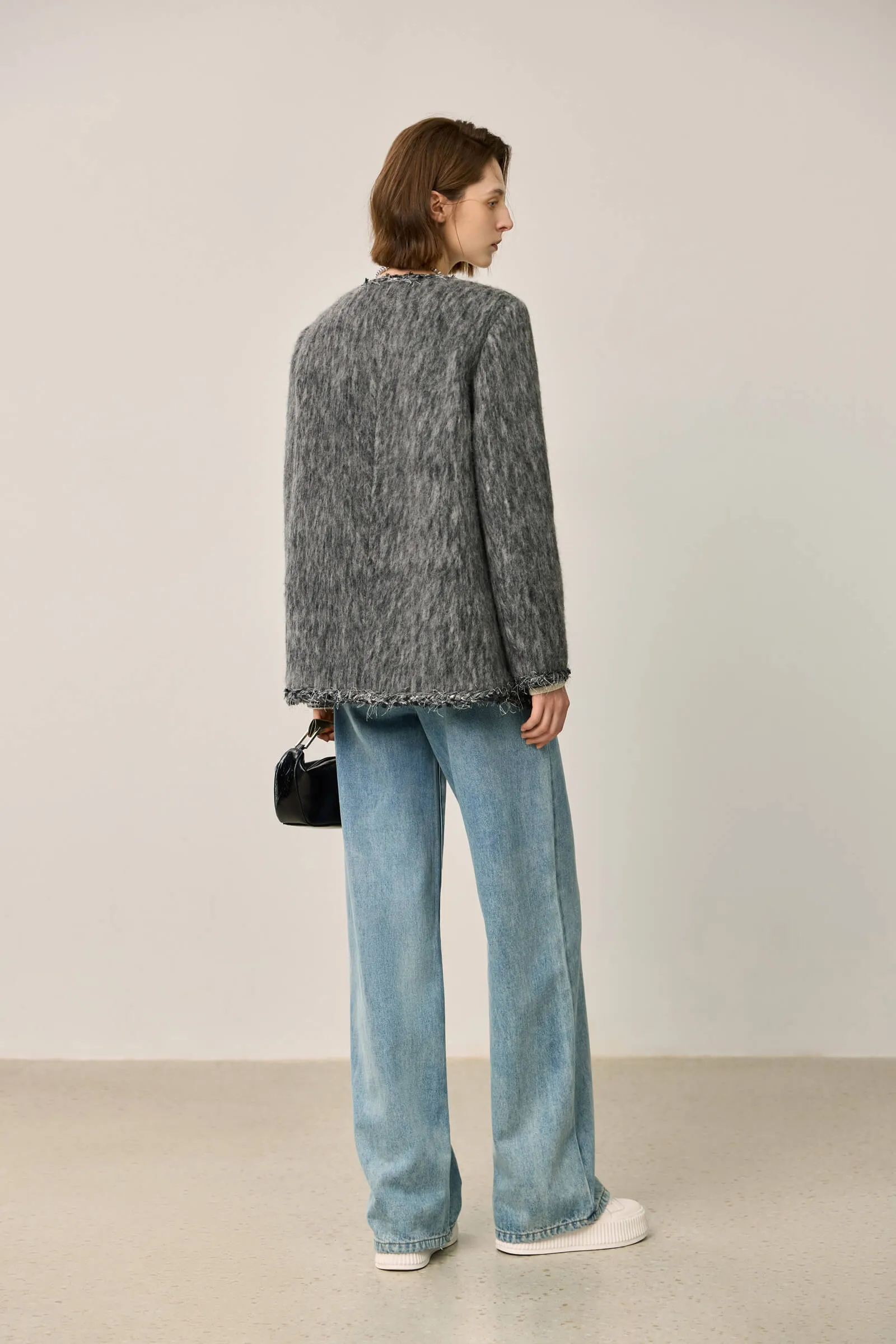 LILY Lambswool Blend Tweed-Style Wool Jacket