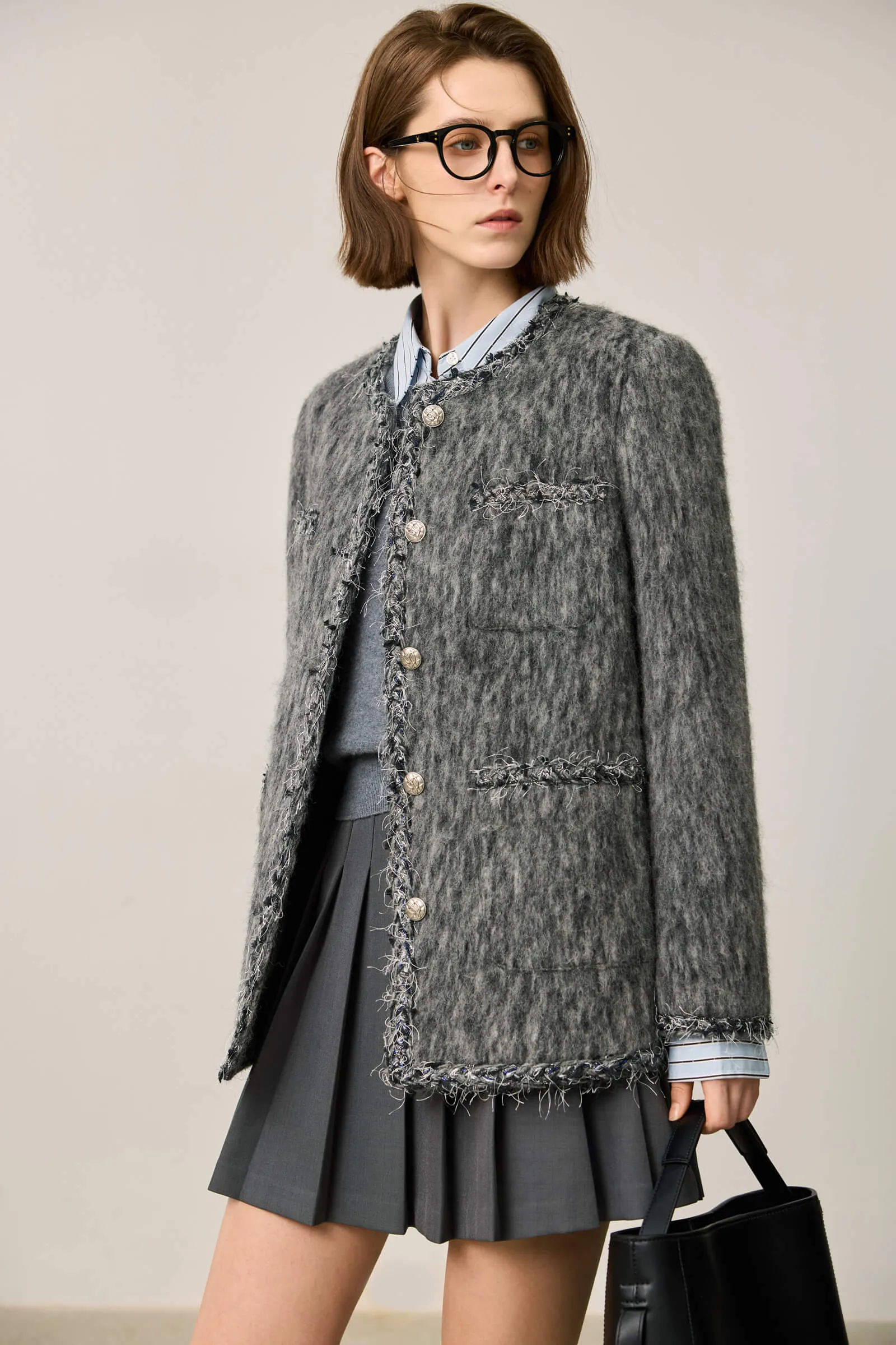 LILY Lambswool Blend Tweed-Style Wool Jacket