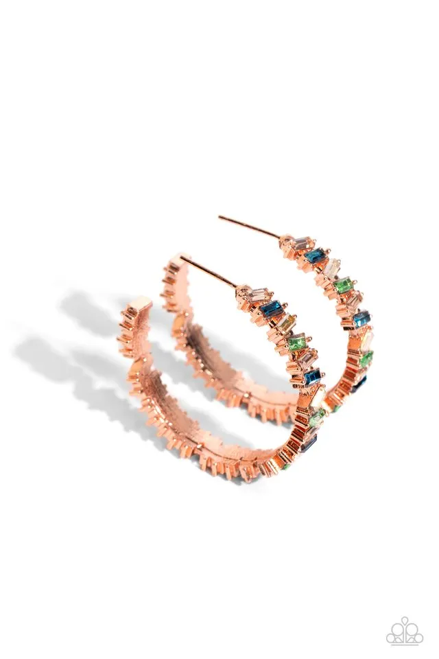 Paparazzi Earring ~ Effortless Emeralds - Copper
