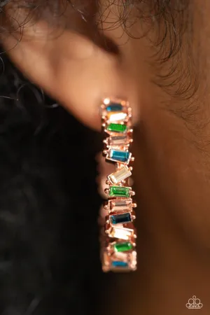 Paparazzi Earring ~ Effortless Emeralds - Copper