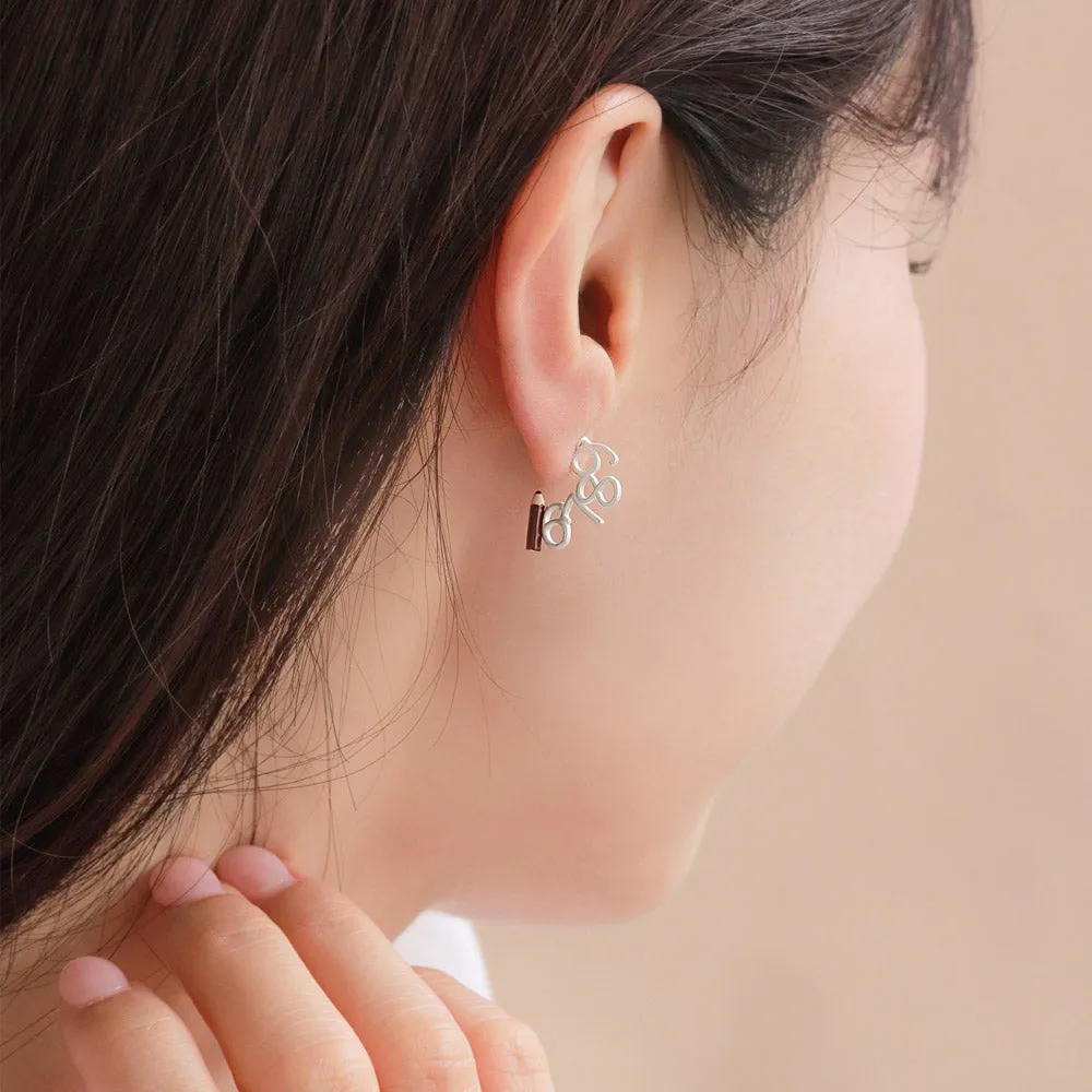 Pencil and Number Earrings