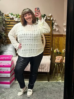 Plus Size Hollowed Out Sweater