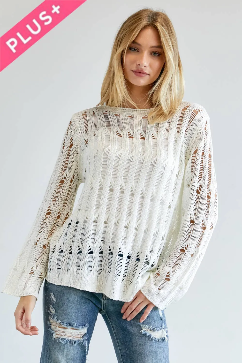 Plus Size Hollowed Out Sweater