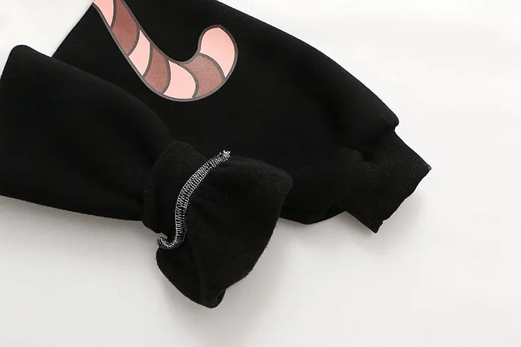 Purpdrank - Harajuku Kawaii Women Cute Hoodie Black Pink Long Sleeve Graphic Cat Ear Funny Teen Girls Pullover Vintage Sweatshirt