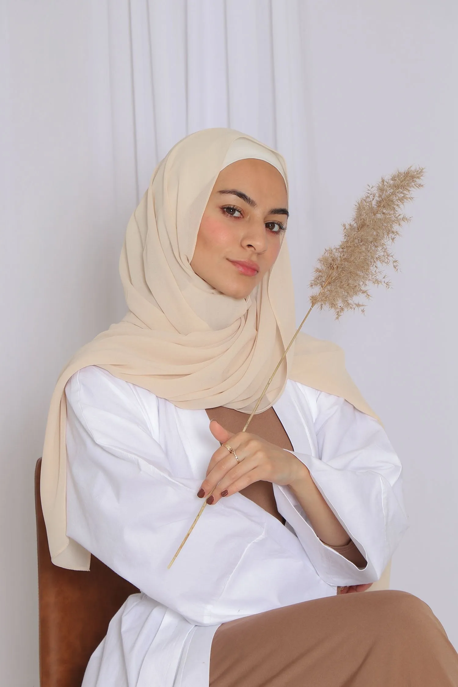 Rana Linen Open Abaya- White