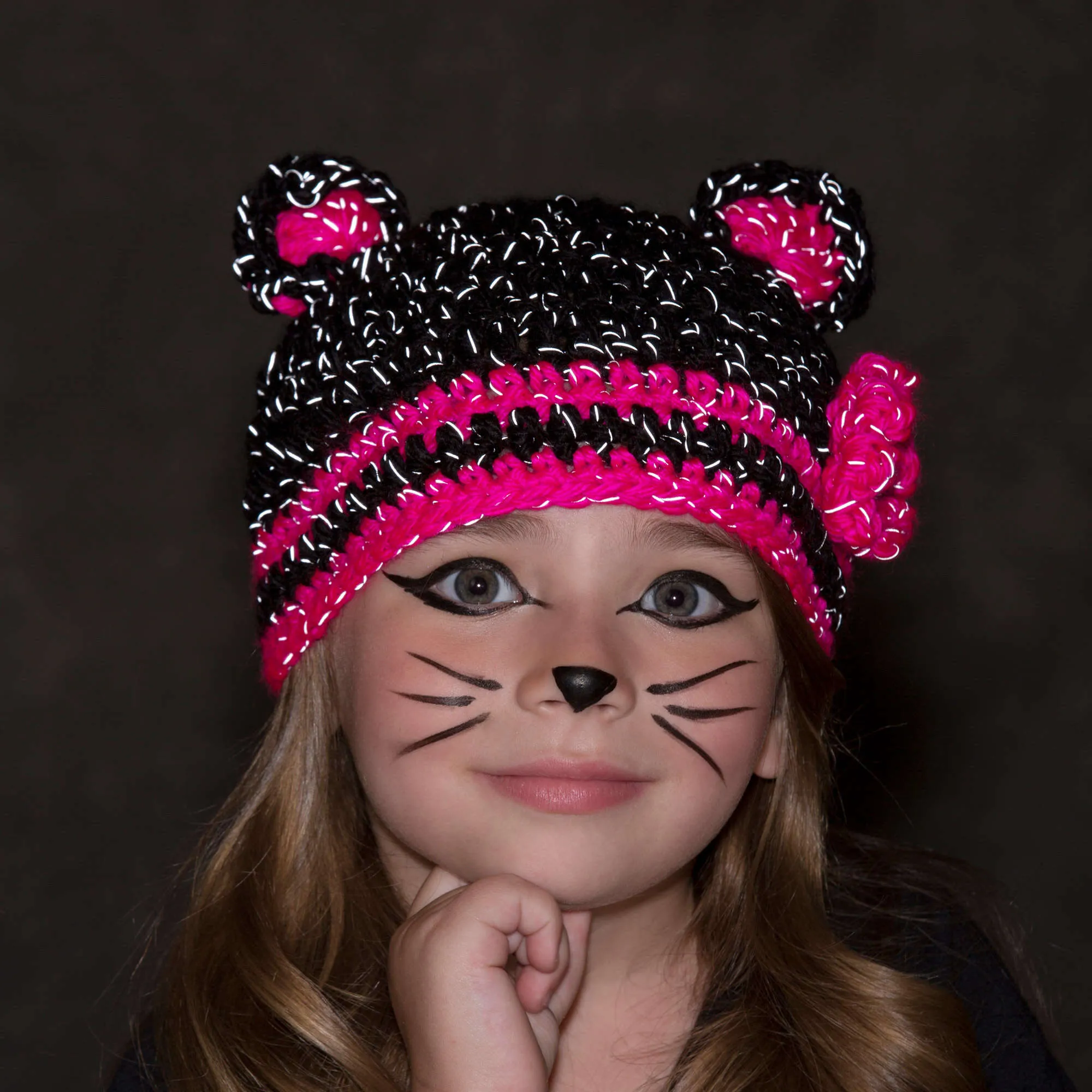 Red Heart Crochet Glam Black Cat Hat