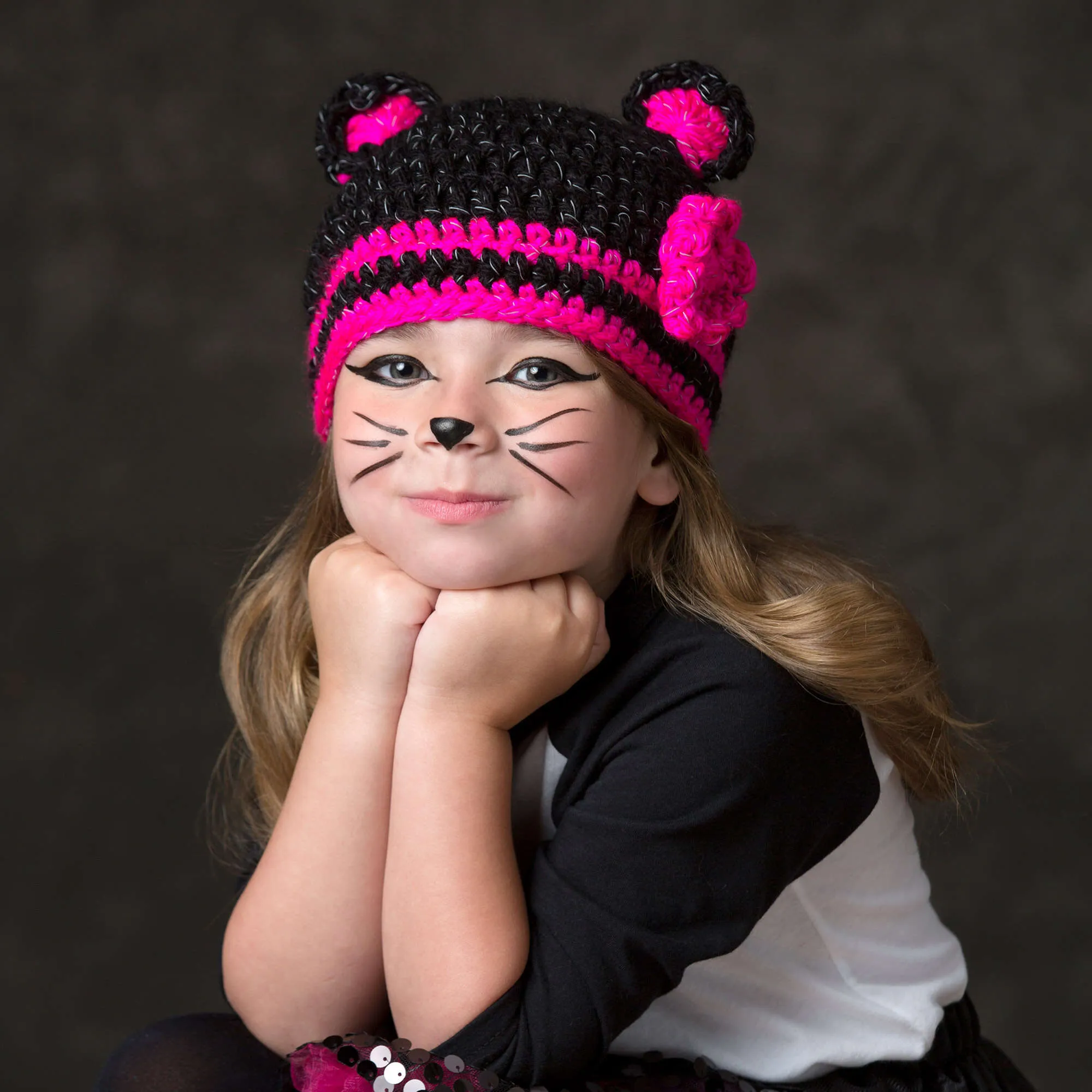 Red Heart Crochet Glam Black Cat Hat