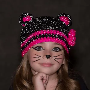 Red Heart Crochet Glam Black Cat Hat