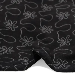 Remnant - 1.1m - Deadstock Embroidered Wool Blend Coating - Smoke/Light Grey