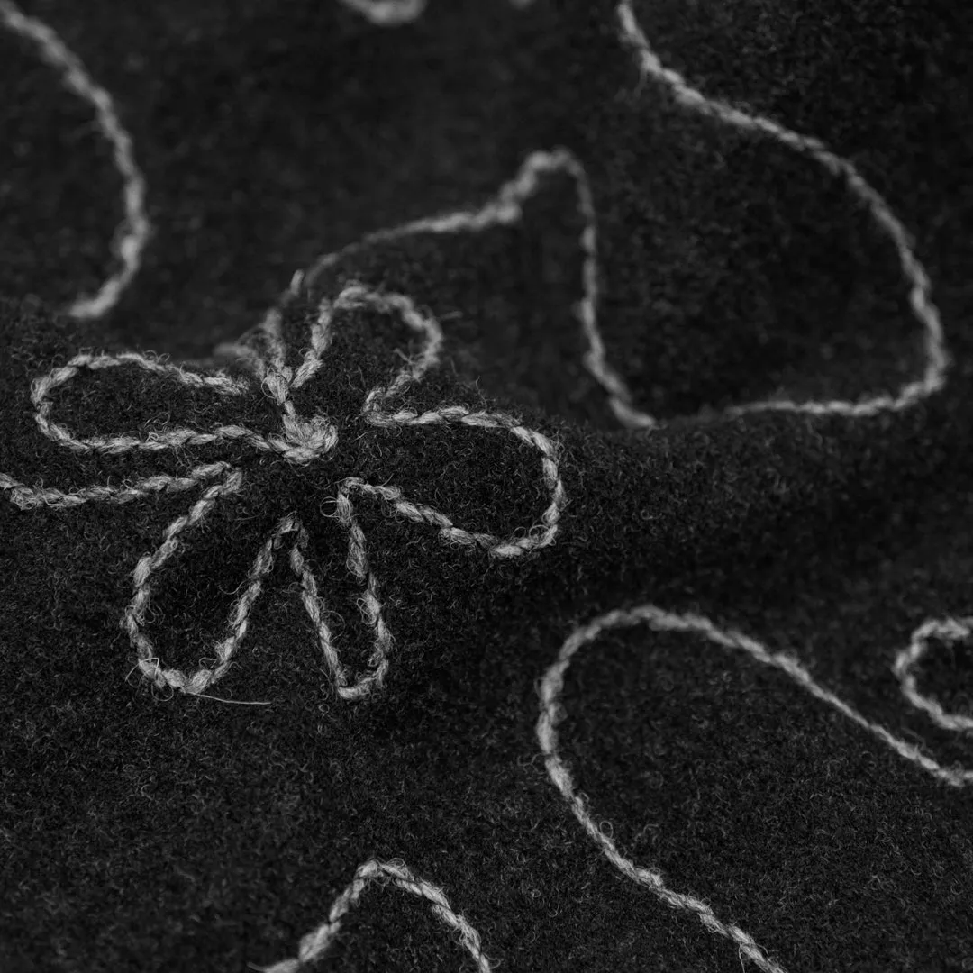 Remnant - 1.1m - Deadstock Embroidered Wool Blend Coating - Smoke/Light Grey