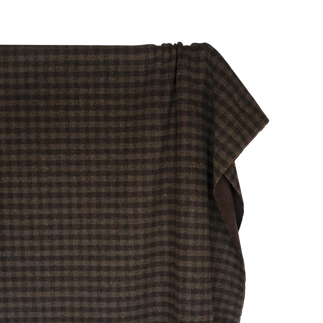 Remnant - 2.3m - Deadstock Plaid Double Faced Wool Blend Coating - Woodland