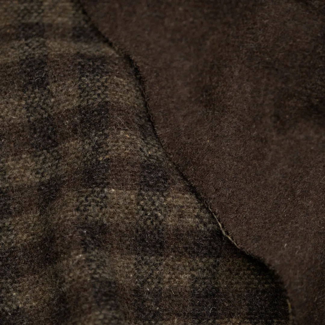 Remnant - 2.3m - Deadstock Plaid Double Faced Wool Blend Coating - Woodland