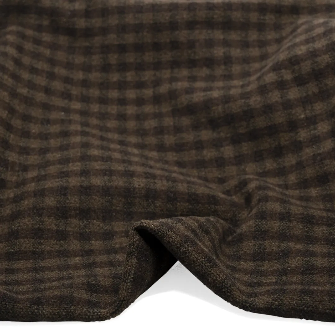 Remnant - 2.3m - Deadstock Plaid Double Faced Wool Blend Coating - Woodland