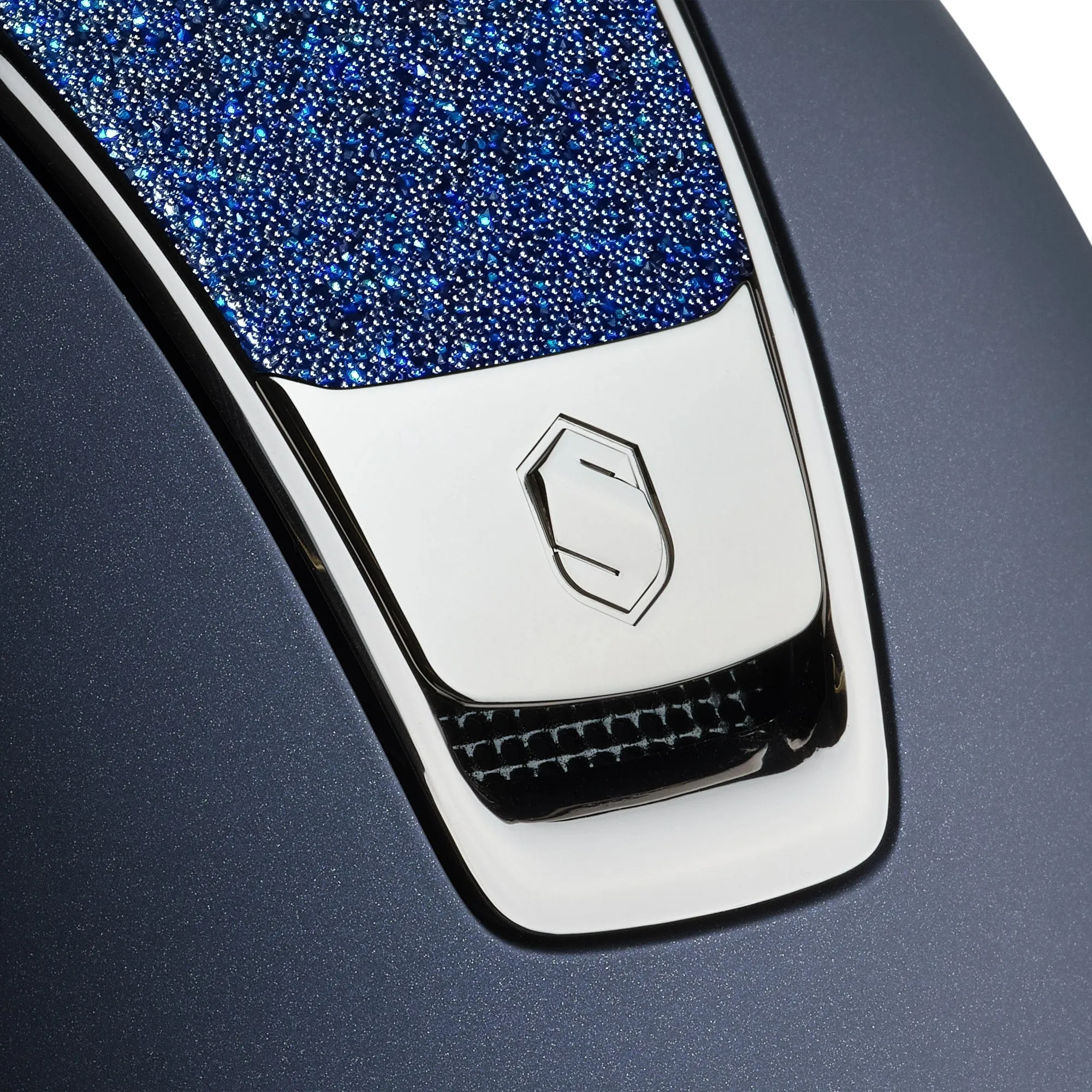 Samshield V2 Miss Shield Navy Shadowmatt with Bermuda Blue Crystal Fabric Top and Band