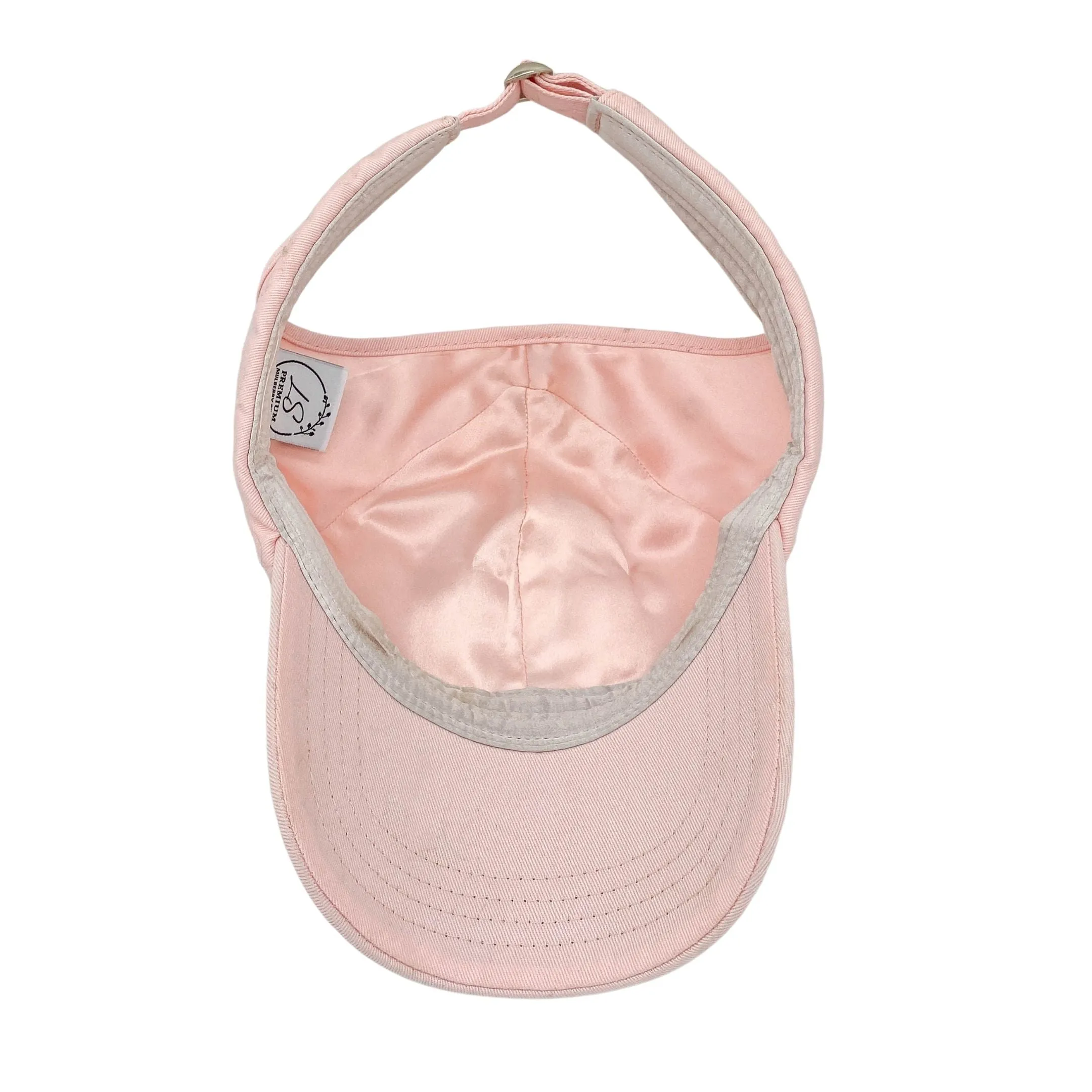 Silk-lined Baseball Cap With Open Back For Curly Hairs & Pony Tails - Lemonade Pink