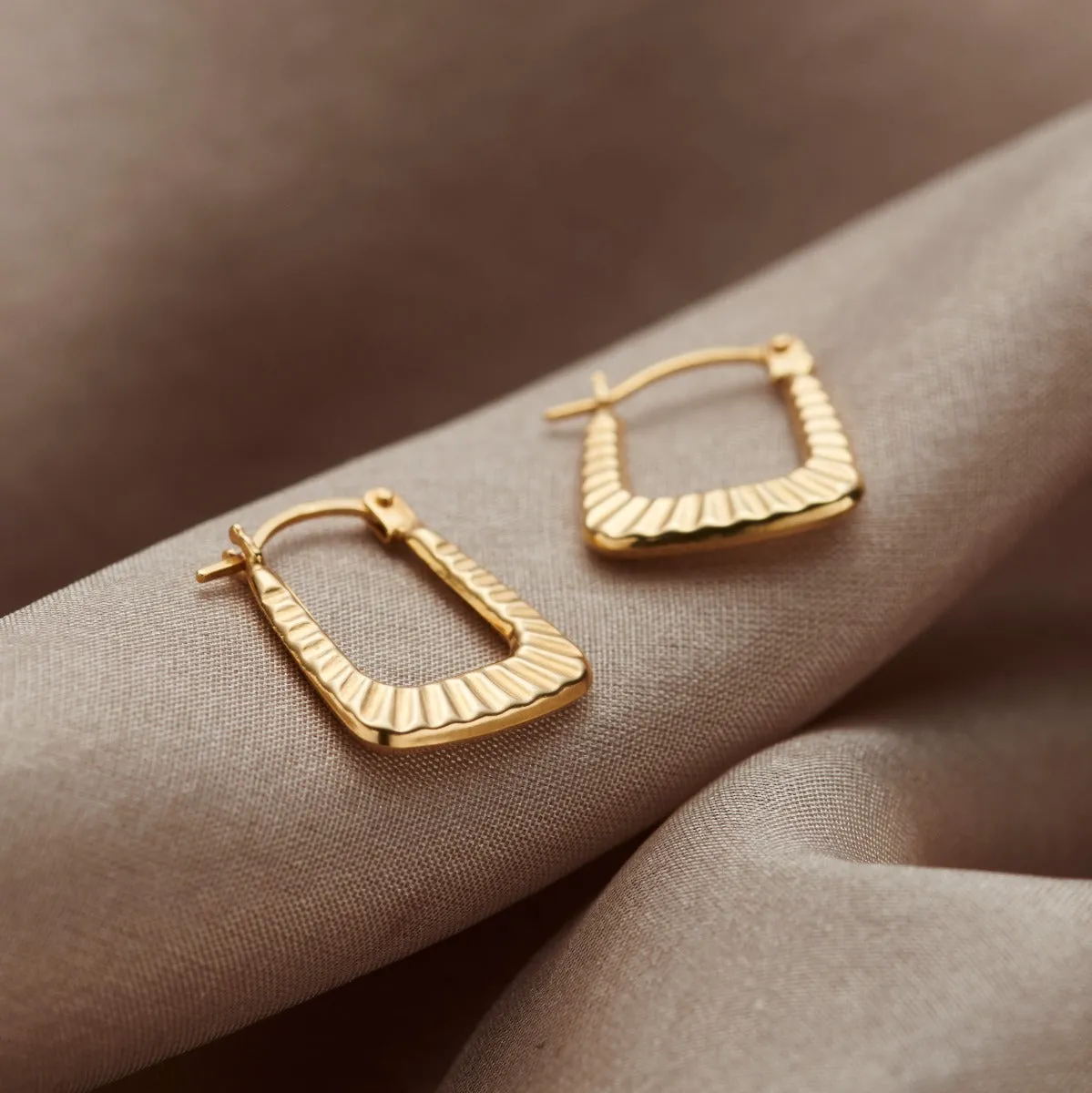 Square 9ct Gold Creole Earrings