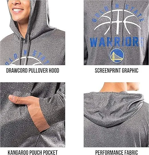 Ultra Game NBA Official Men’s Super Soft Lightweight Pullover Hoodie Sweatshirt - Unisex, Portland Trail Blazers, Heather Charcoal|Portland Trail Blazers