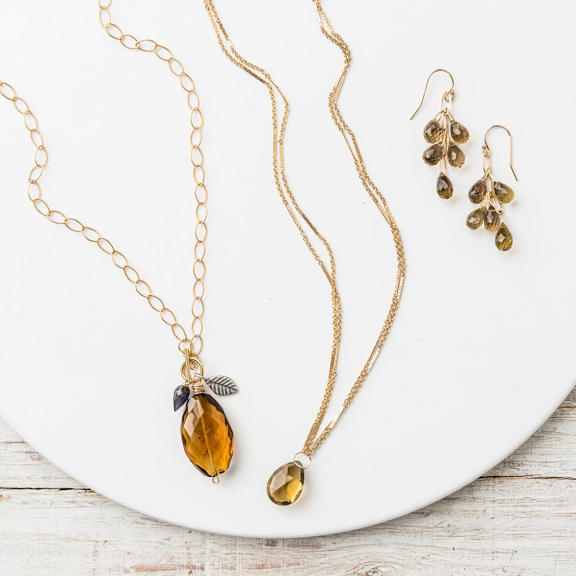Whiskey Quartz Chandelier Earrings