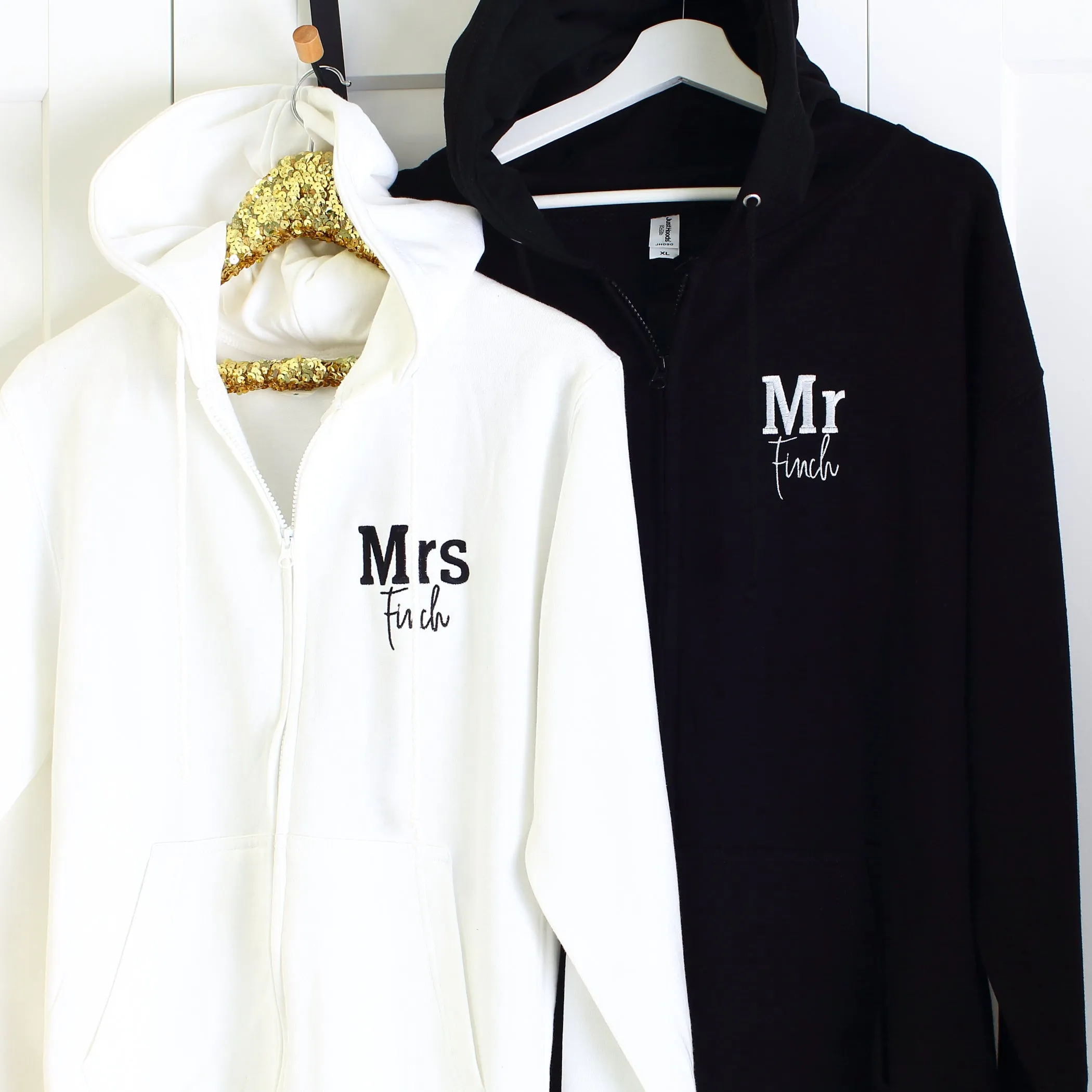 Wifey Hubby Zipped Hoodies