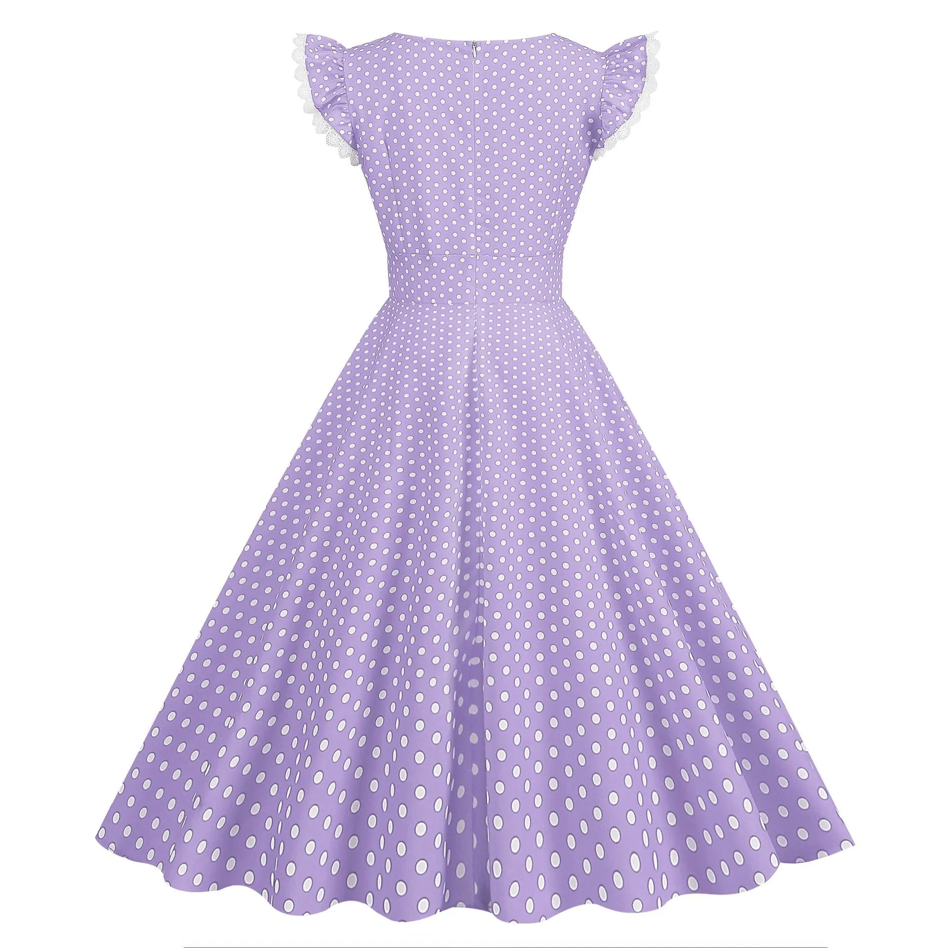 Women 1950s Vintage Cocktail Swing Dress Polka Dot Pink 1950s 1980s Rockabilly Prom Midi Dress