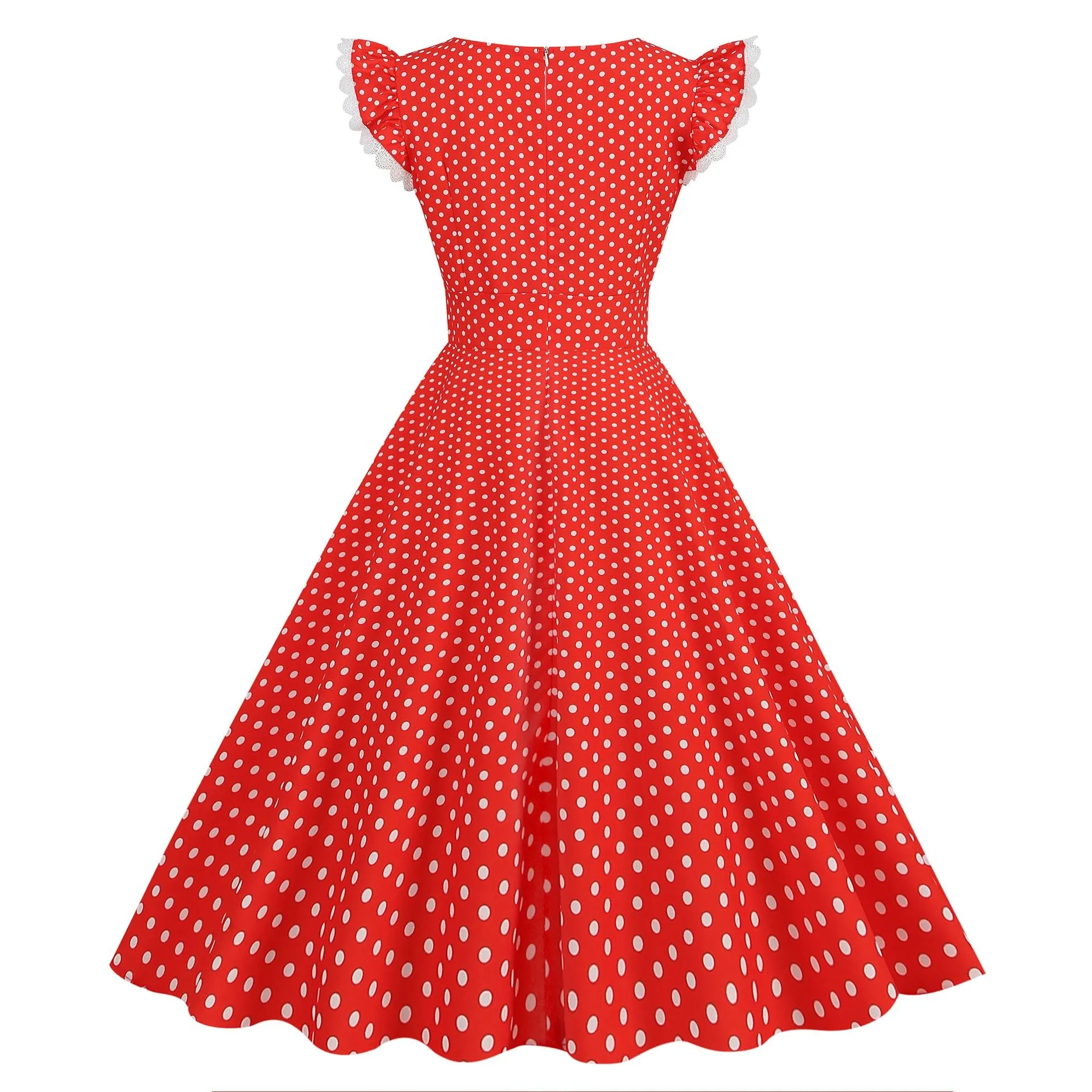 Women 1950s Vintage Cocktail Swing Dress Polka Dot Pink 1950s 1980s Rockabilly Prom Midi Dress