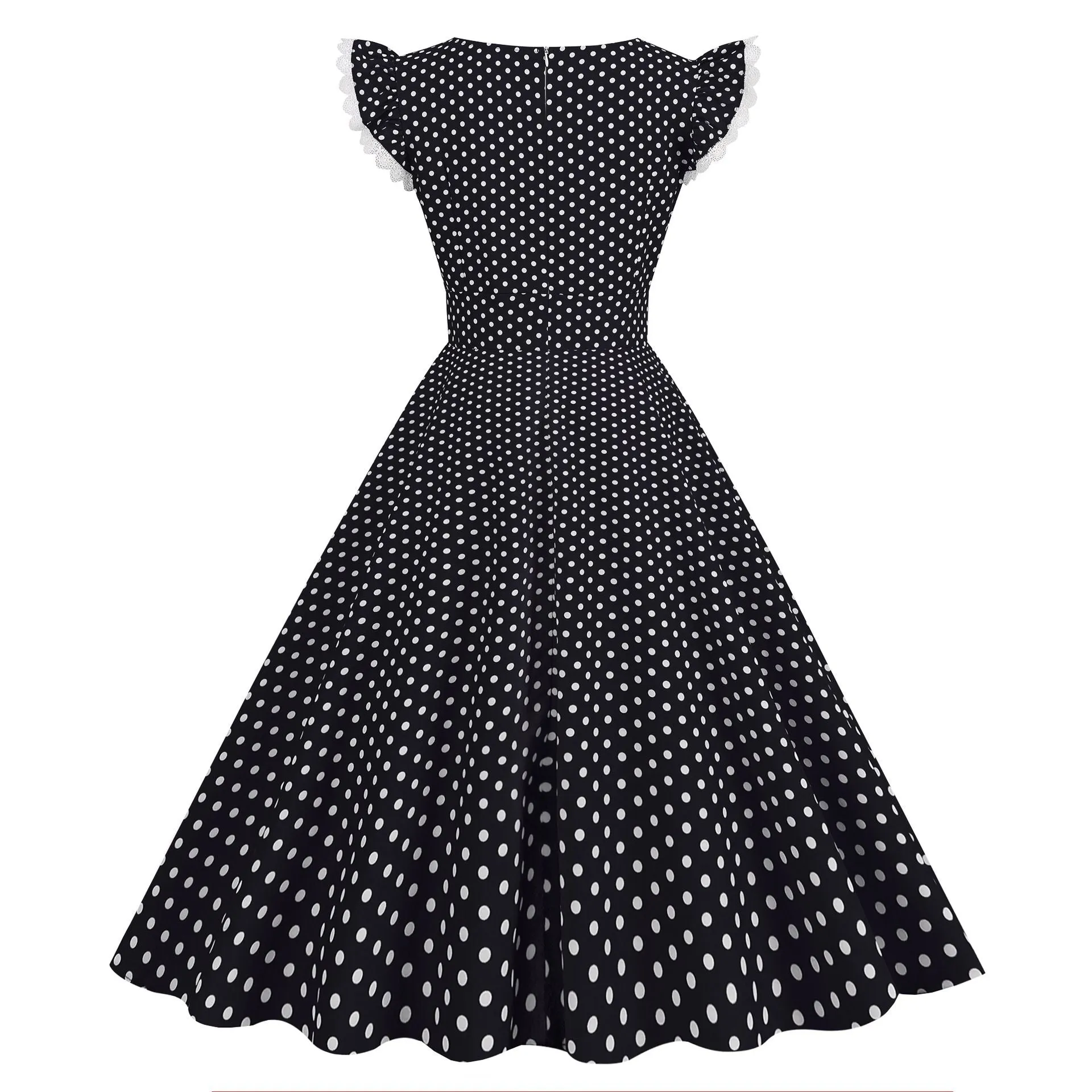 Women 1950s Vintage Cocktail Swing Dress Polka Dot Pink 1950s 1980s Rockabilly Prom Midi Dress