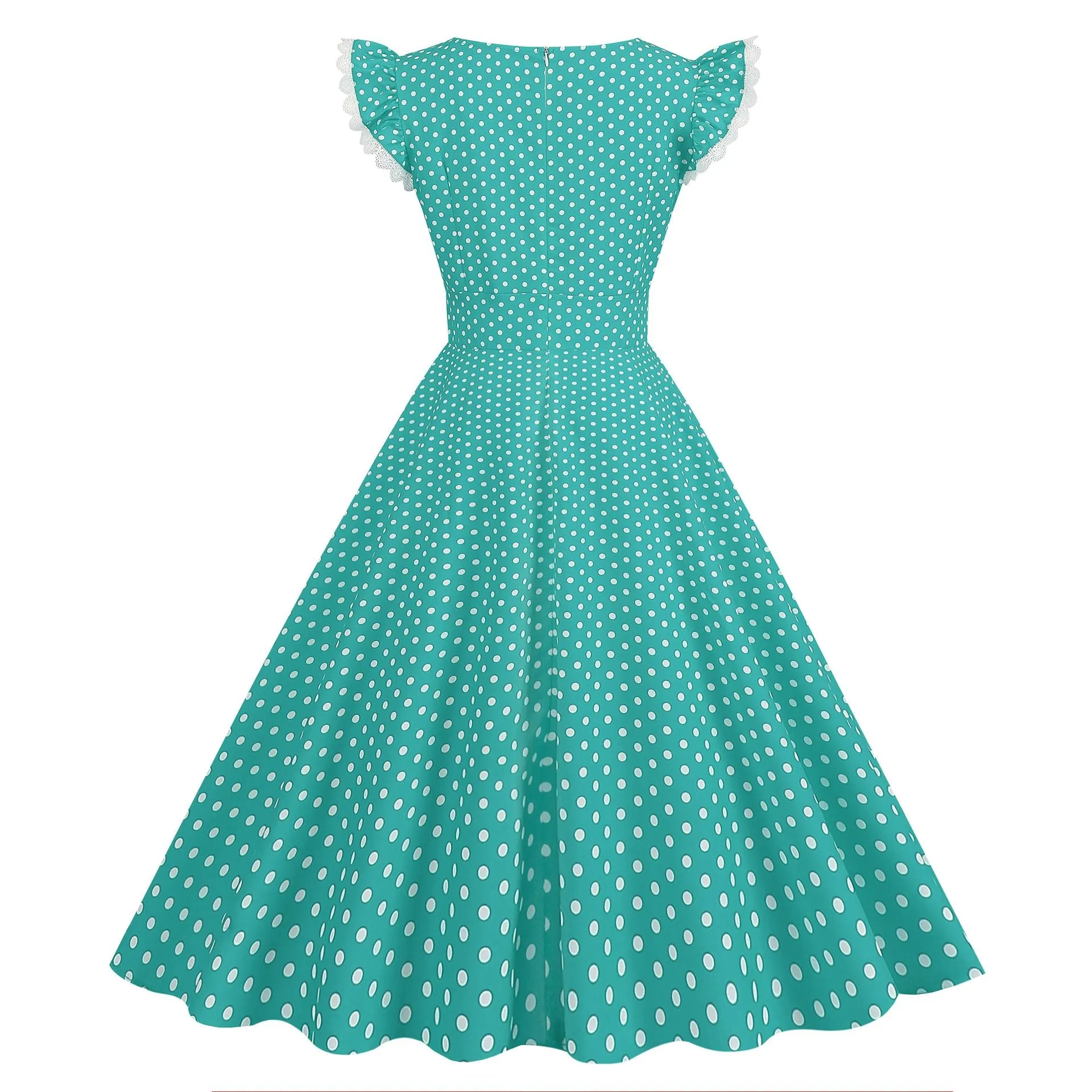 Women 1950s Vintage Cocktail Swing Dress Polka Dot Pink 1950s 1980s Rockabilly Prom Midi Dress