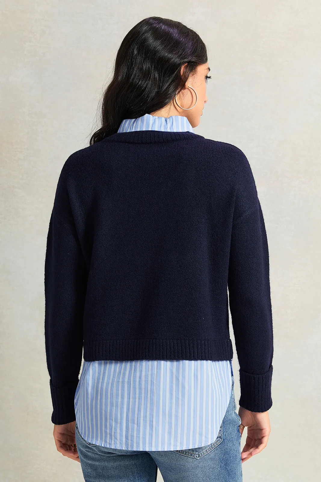Women Navy With Blue Striped Twofer