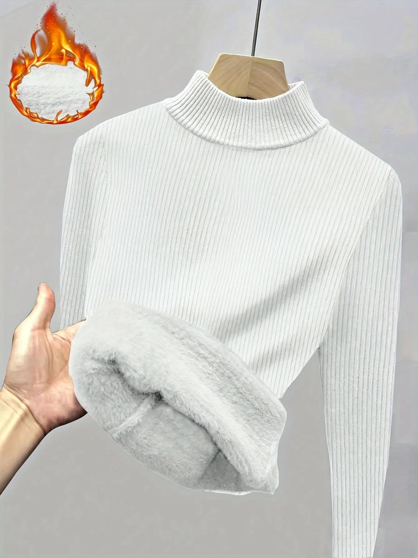 Womens Cozy Fleece Mock Neck Sweater - Long Sleeve Thermal Pullover, Stylish & Warm, Perfect for Casual Winter Days - A Versatile Elegant Wardrobe Essential