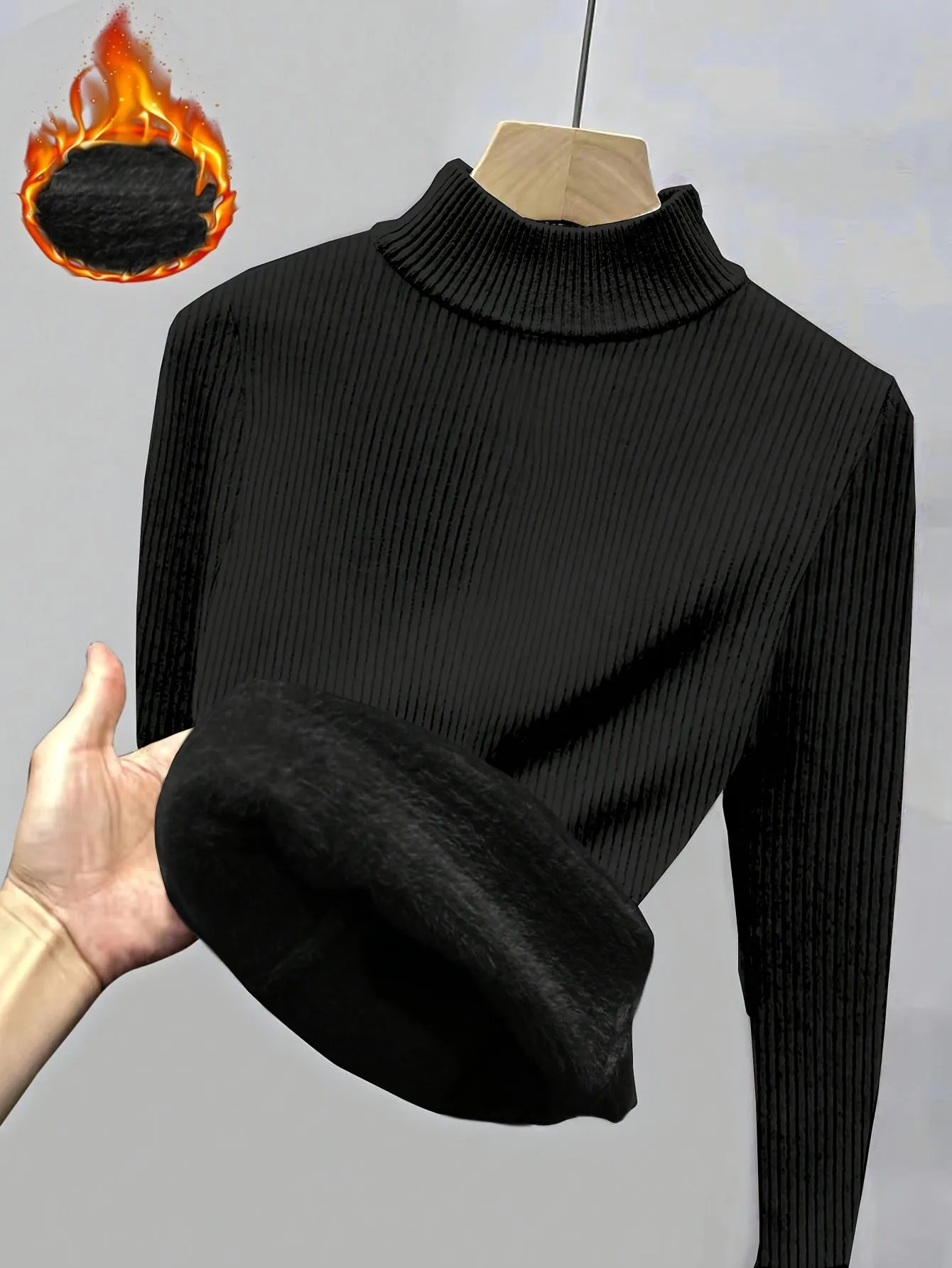 Womens Cozy Fleece Mock Neck Sweater - Long Sleeve Thermal Pullover, Stylish & Warm, Perfect for Casual Winter Days - A Versatile Elegant Wardrobe Essential