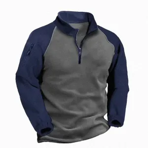 xiangtuibao Warm Winter Zip Double Fleece Hoodie Pullovers Casual Fall Long Sleeve Stand Collar Shirts Men Stitch Military Sweatshirts